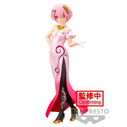 Figura de Ram de Re:Zero con vestido rosa y negro