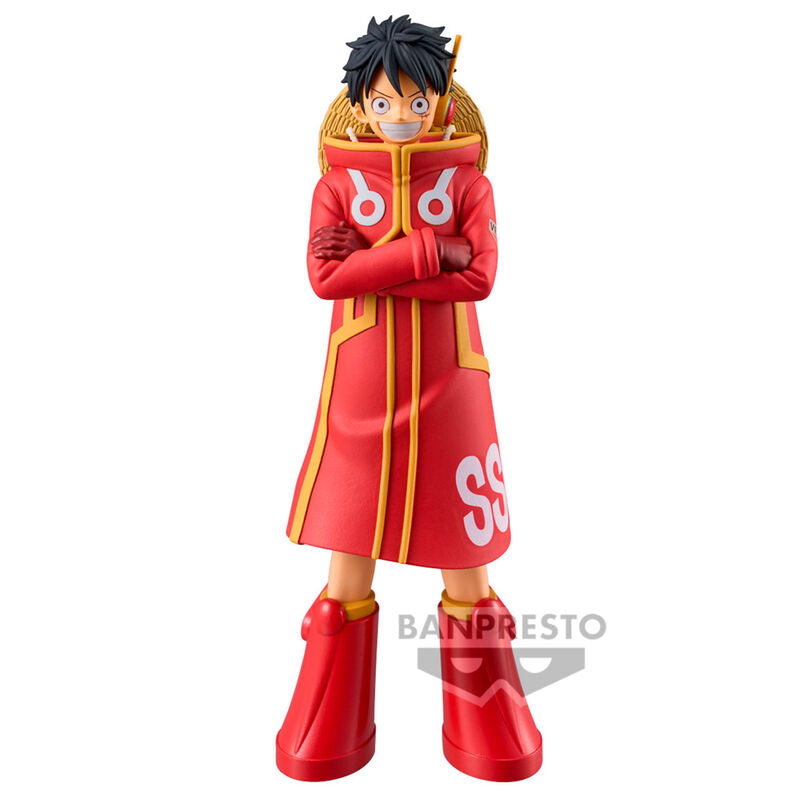 Figura de Monkey D. Luffy de One Piece con atuendo rojo y brazos cruzados
