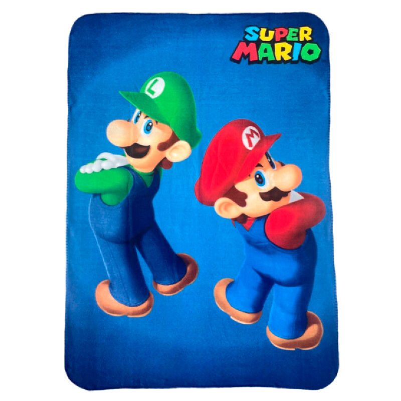 Manta polar azul de Super Mario Bros con Mario y Luigi