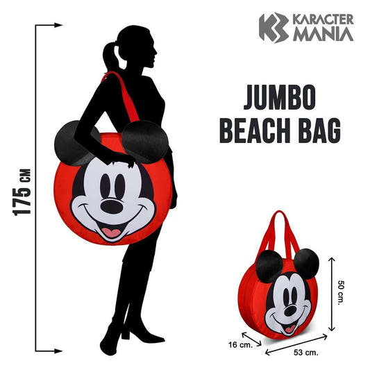 Bolsa de playa roja con rostro de Mickey Disney y asas rojas - 3