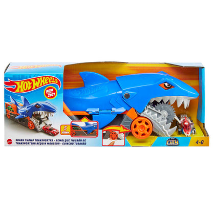 Camión tiburón Hot Wheels Shark Chomp con coche y rampa
