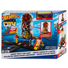 Conjunto Hot Wheels City Super Twist Tire Shop con torre de neumáticos y coche incluido
