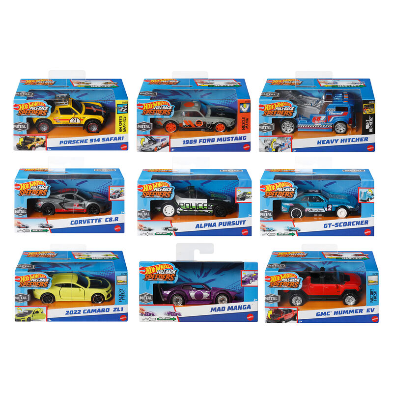 Coches Hot Wheels Pull-Back Speeders surtidos a escala 1:43