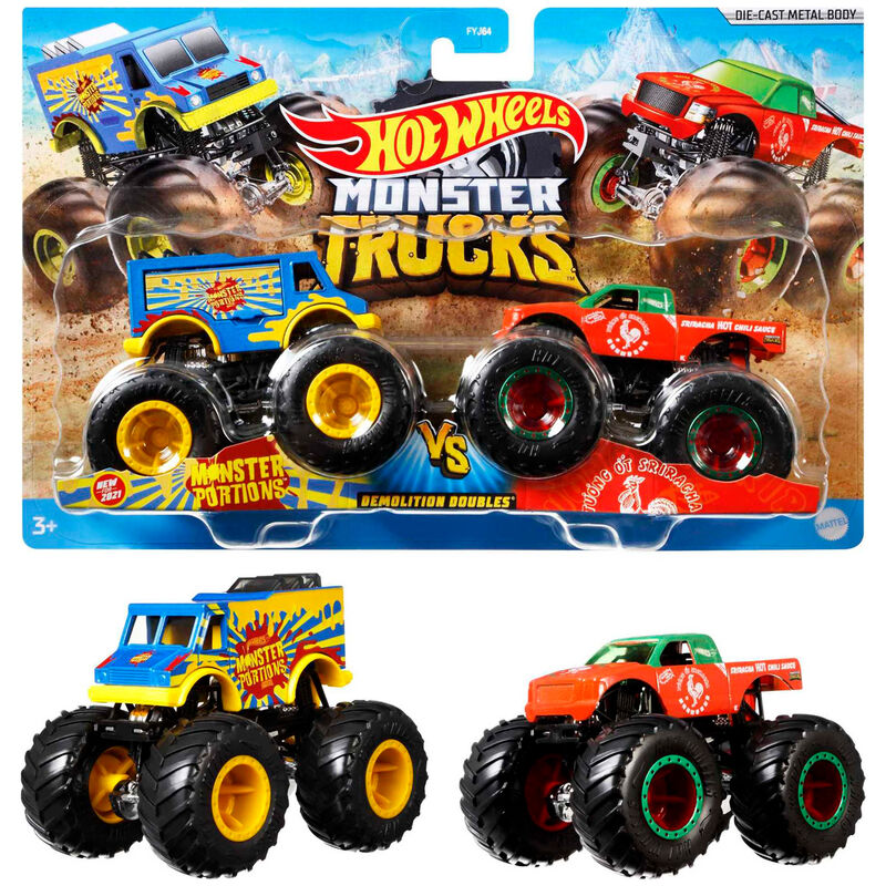 Blister Hot Wheels Monster Trucks con dos coches a escala 1:64 - 2