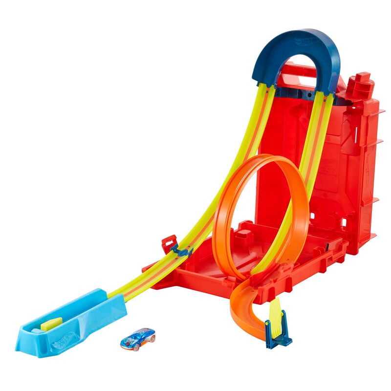 Pista Hot Wheels Track Builder con looping y bidón de almacenamiento