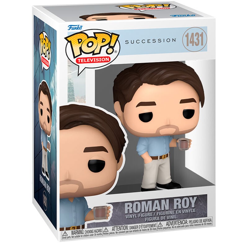 Figura Funko POP! de Roman Roy de Succession con una taza
