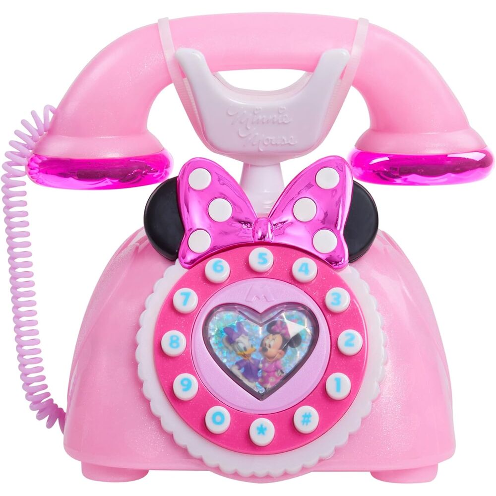 Teléfono giratorio rosa de Minnie Disney con marcador numérico