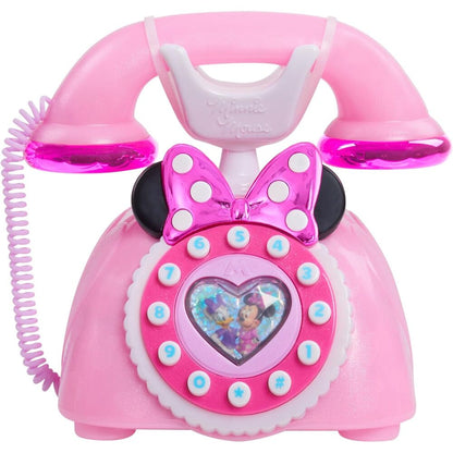 Teléfono giratorio rosa de Minnie Disney con marcador numérico