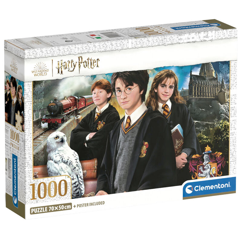 Puzzle Clementoni de Harry Potter de 1000 piezas con Harry, Ron, Hermione y Hogwarts
