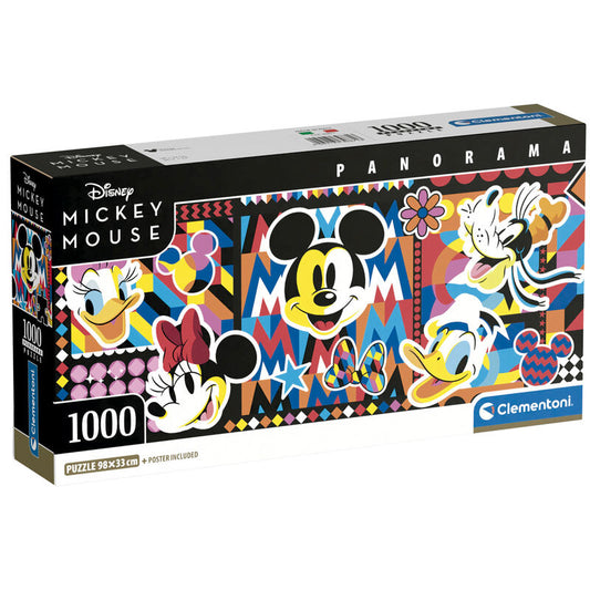 Puzzle panorámico Disney Classics Clementoni de 1000 piezas con Mickey, Minnie, Donald y Goofy