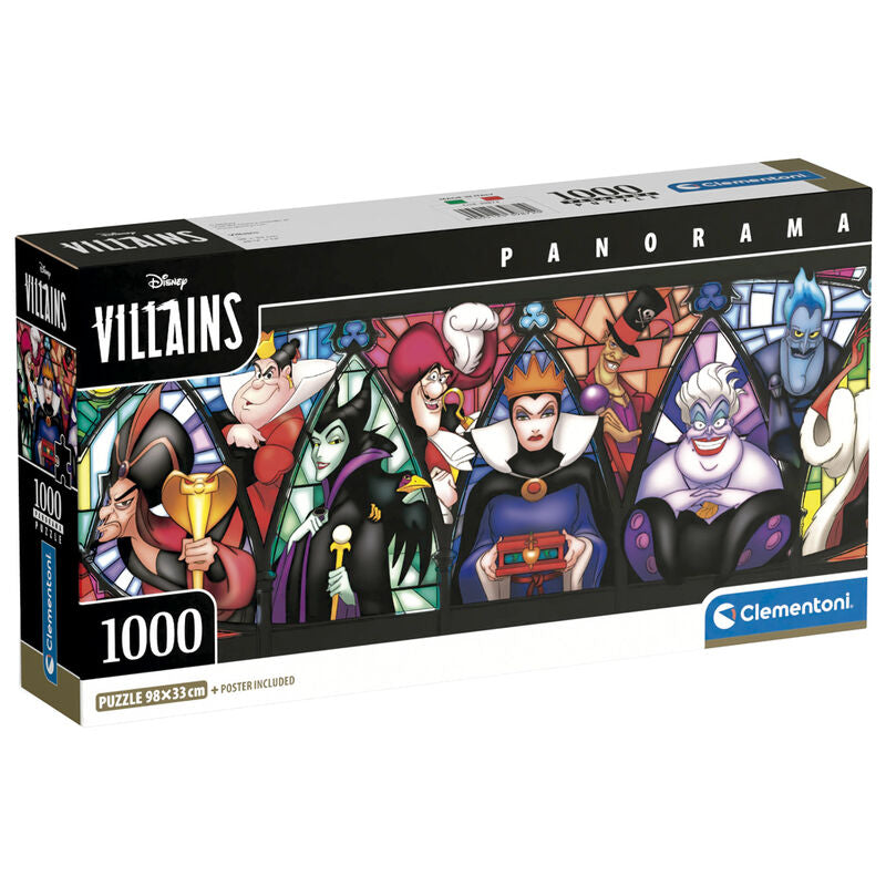 Caja del puzzle panorámico Disney Villains de Clementoni con 1000 piezas