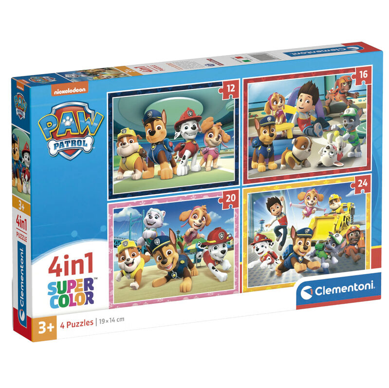 Caja con cuatro puzzles de Paw Patrol Clementoni de 12 a 24 piezas