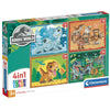 Caja con 4 puzzles Clementoni de Jurassic World y dinosaurios