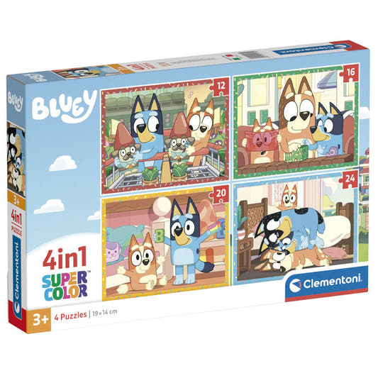 Caja de puzzle 4 en 1 de Bluey Clementoni con cuatro escenas