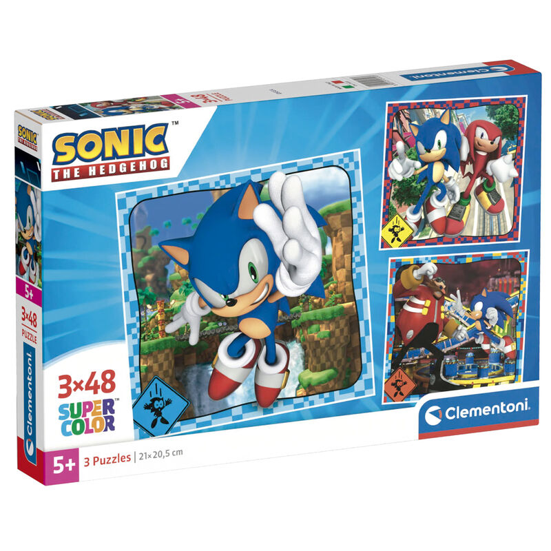 Caja de 3 puzzles Clementoni de Sonic the Hedgehog de 48 piezas