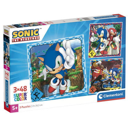 Caja de 3 puzzles Clementoni de Sonic the Hedgehog de 48 piezas