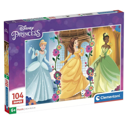 Puzzle Clementoni Disney Princesas de 104 piezas con Cenicienta, Bella y Tiana