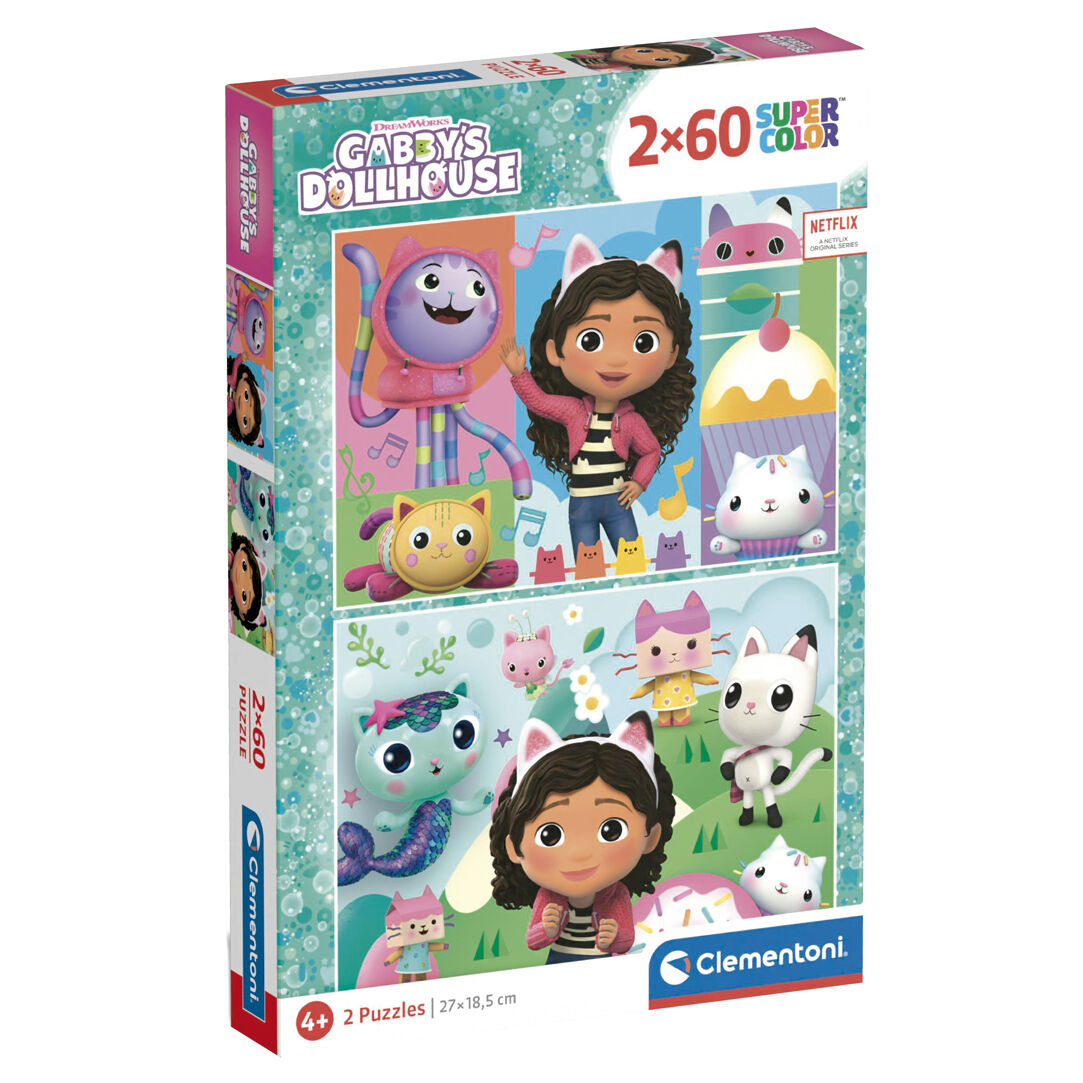 Caja de 2 puzzles Clementoni de La Casa de Muñecas de Gabby
