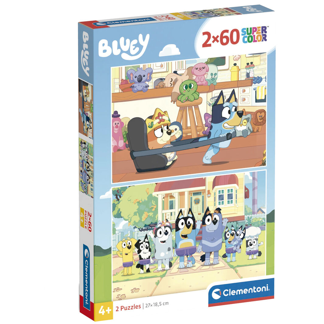 Puzzle Clementoni de Bluey con dos escenas de 60 piezas
