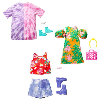 Surtido de ropa Barbie con conjuntos y accesorios de colores variados
