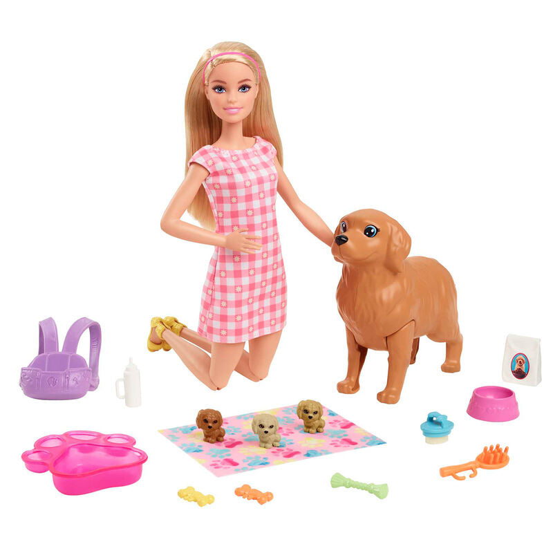 Muñeca Barbie con perrita, tres cachorros y accesorios - 2