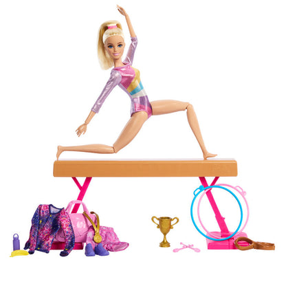 Muñeca Barbie gimnasta con barra de equilibrio y accesorios deportivos - 5