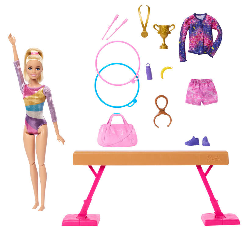Muñeca Barbie gimnasta con barra de equilibrio y accesorios deportivos - 6