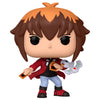 Figura Funko POP! de Jaden Yuki con cartas y dispositivo de duelo