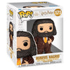 Figura Funko POP! de Rubeus Hagrid con atuendo marrón y corbata amarilla en su caja