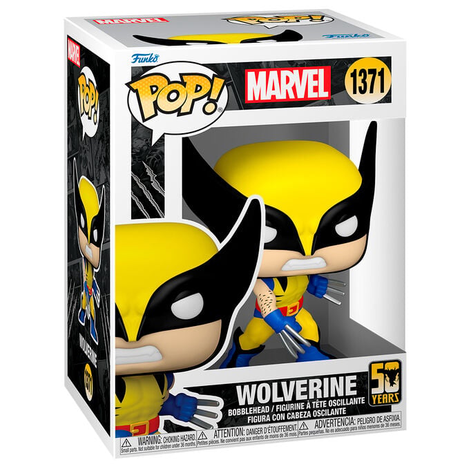 Figura Funko POP de Wolverine con traje clásico en caja Marvel