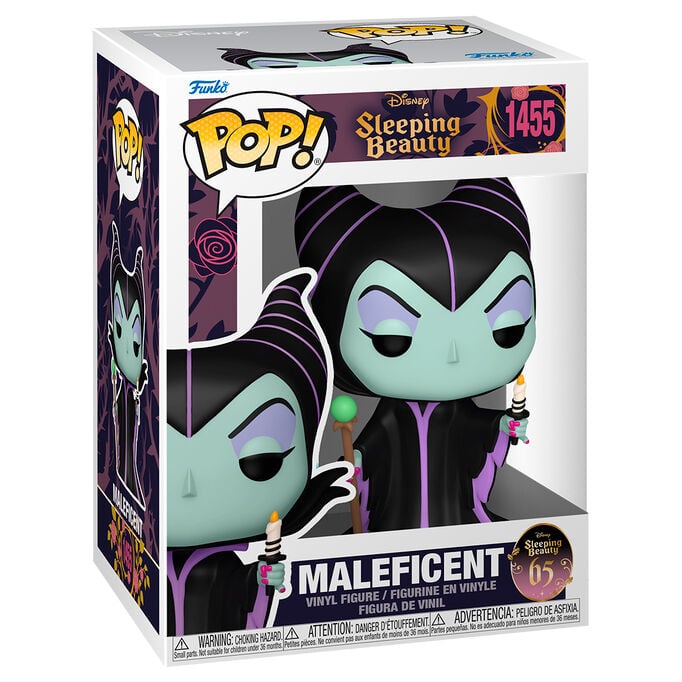 Figura Funko POP! de Maléfica con una vela en su caja