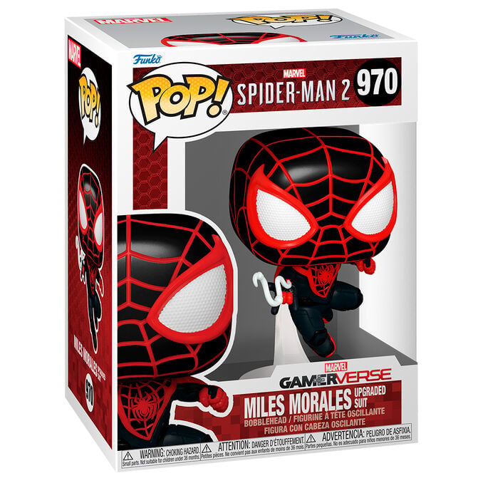 Figura Funko POP! de Miles Morales con traje Upgraded Suit en caja