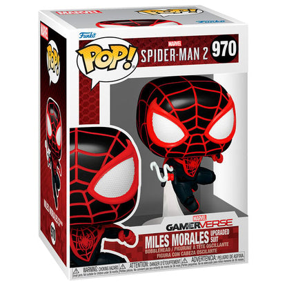 Figura Funko POP! de Miles Morales con traje Upgraded Suit en caja