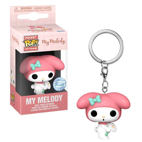 Llavero Funko Pocket POP de My Melody con capucha rosa y lazo verde agua