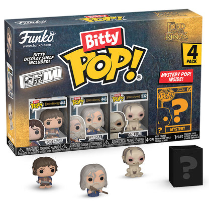Pack de 4 FUNKO Bitty POP! de El Señor de los Anillos con Frodo, Gandalf, Gollum y figura misteriosa