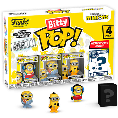 Blíster Funko Bitty Pop! Minions Series 3 con cuatro figuras y expositor