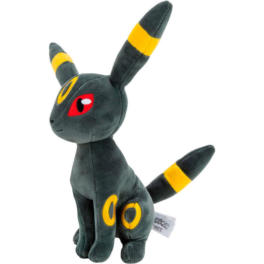 Peluche de Umbreon Pokémon JAZWARES de color oscuro con detalles amarillos