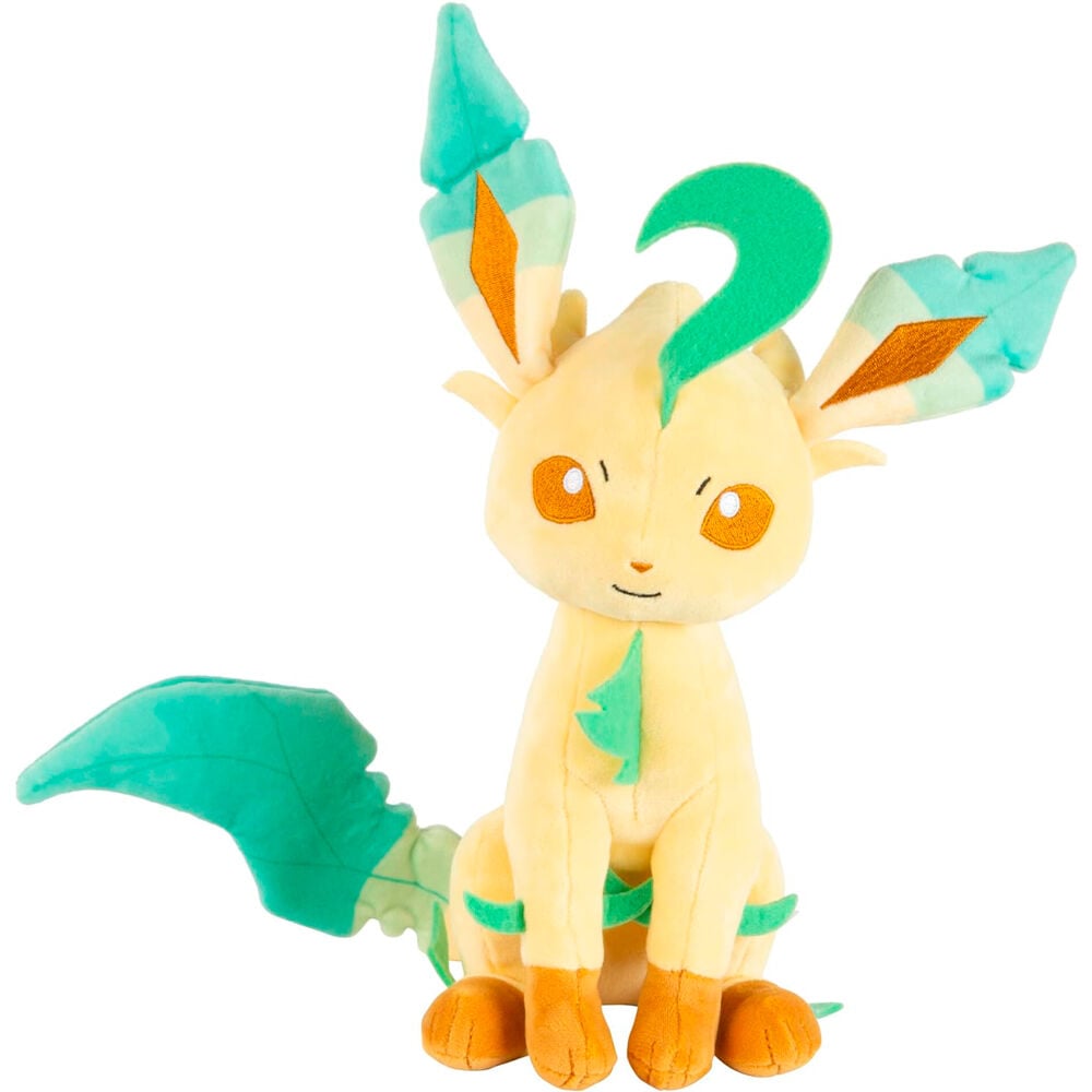 Peluche de Leafeon Pokémon de 23 cm en tonos crema y verde