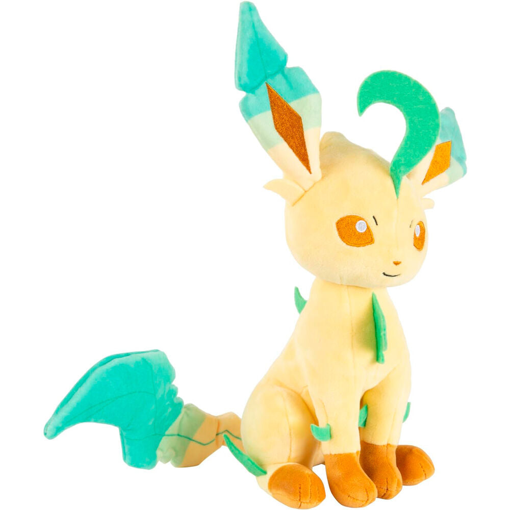 Peluche de Leafeon Pokémon de 23 cm en tonos crema y verde - 3