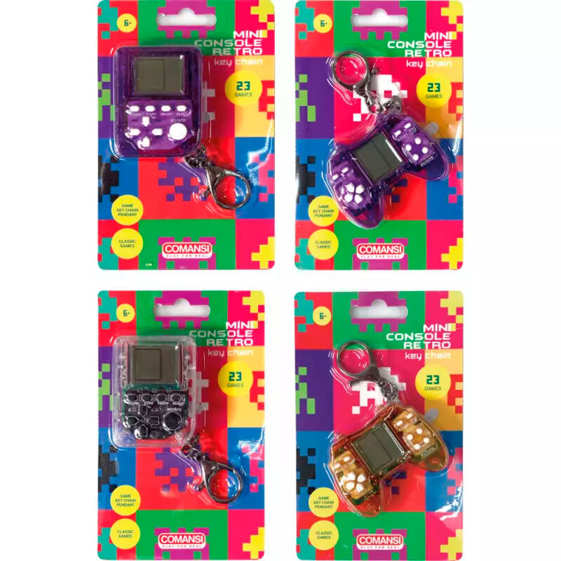 Llavero mini consola retro COMANSI con 23 juegos clásicos