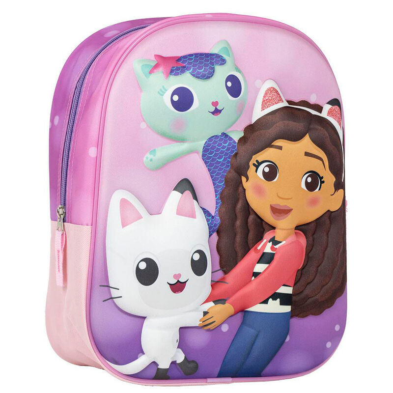 Mochila 3D rosa y morada de La Casa de Muñecas de Gabby
