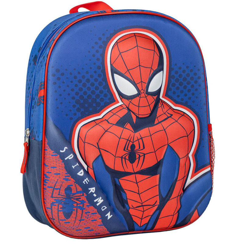 Mochila 3D azul de Spider-Man Marvel con detalles rojos