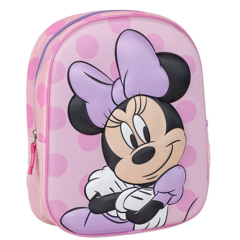 Mochila 3D rosa de Minnie Disney con estampado de lunares