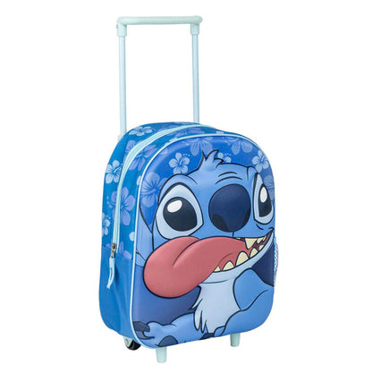 Trolley 3D azul de Stitch Disney con asa telescópica y ruedas