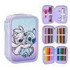 Plumier triple Disney de Stitch y Angel en tonos lila y azul