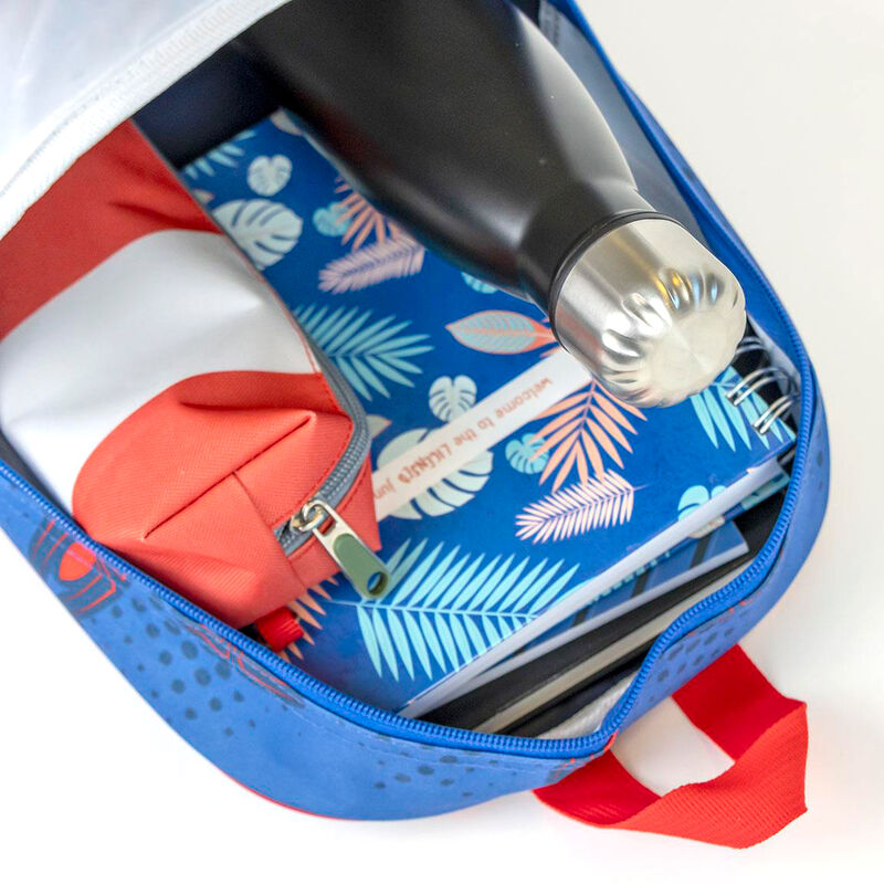Mochila 3D azul de Spider-Man Marvel con detalles rojos - 3