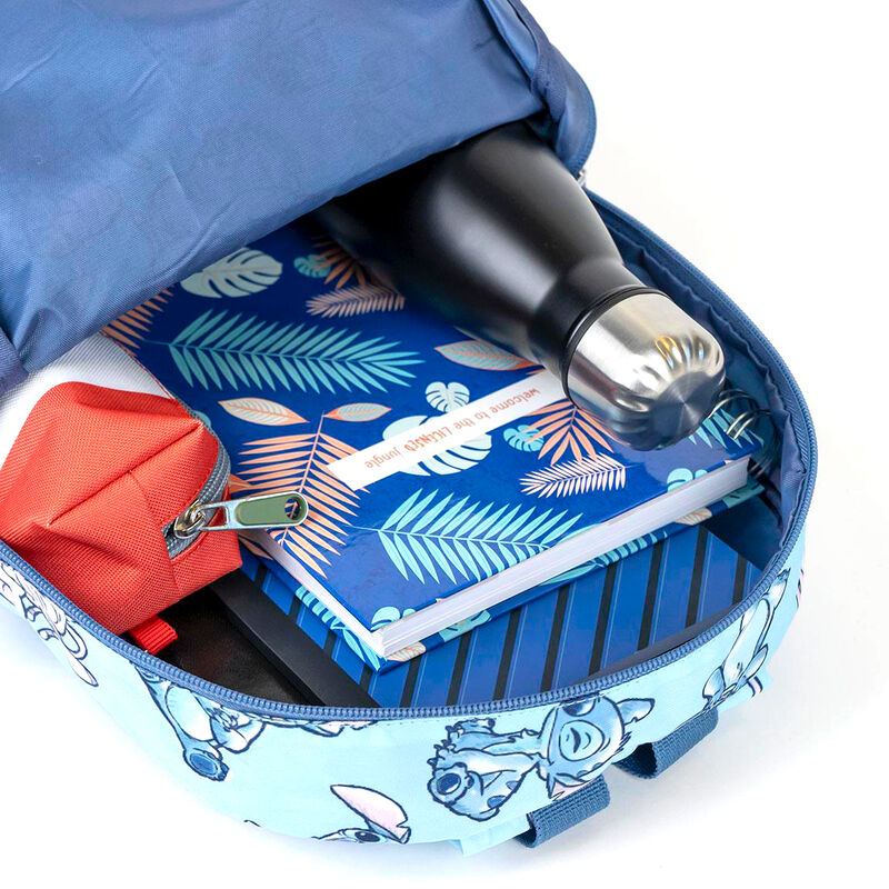Mochila escolar azul de Stitch Disney con bolsillo frontal y bolsillos laterales - 3
