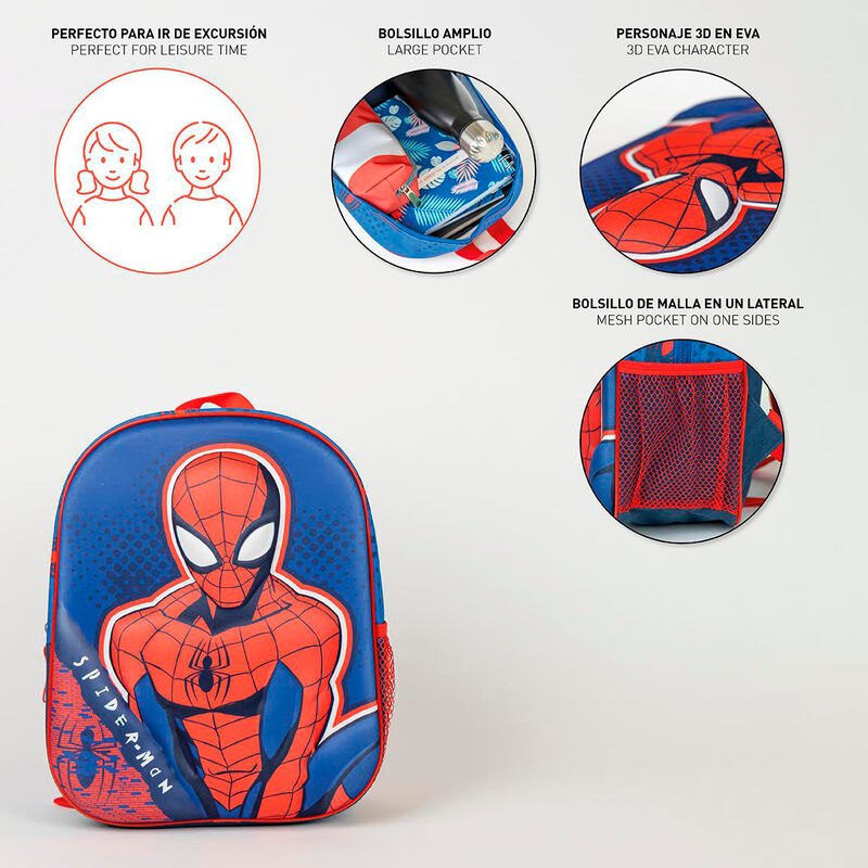Mochila 3D azul de Spider-Man Marvel con detalles rojos - 4