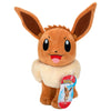 Peluche de Eevee Pokémon con grandes orejas y collar crema