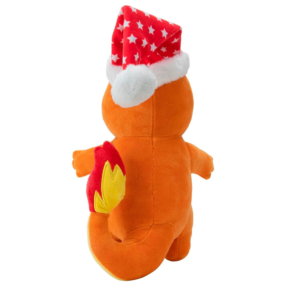 Peluche de Charmander Pokémon con gorro navideño rojo y blanco - 5